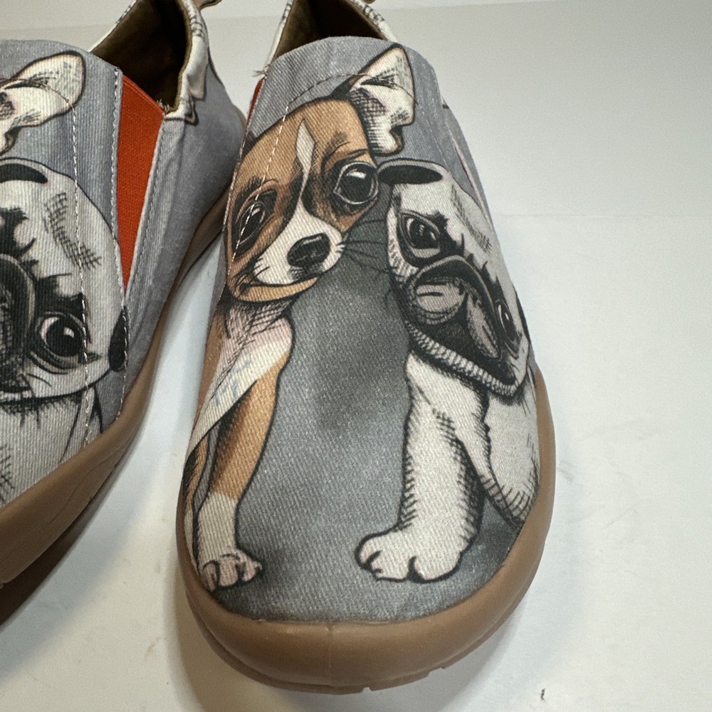 Slip On Shoes Chihuahua and Bulldog design Dog Print Canvas Sneakers Size 40 - Picture 2 of 7